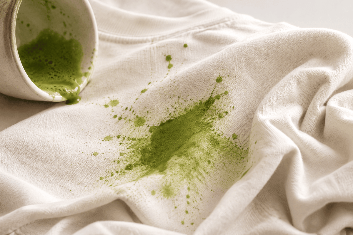 matcha stain on shirt